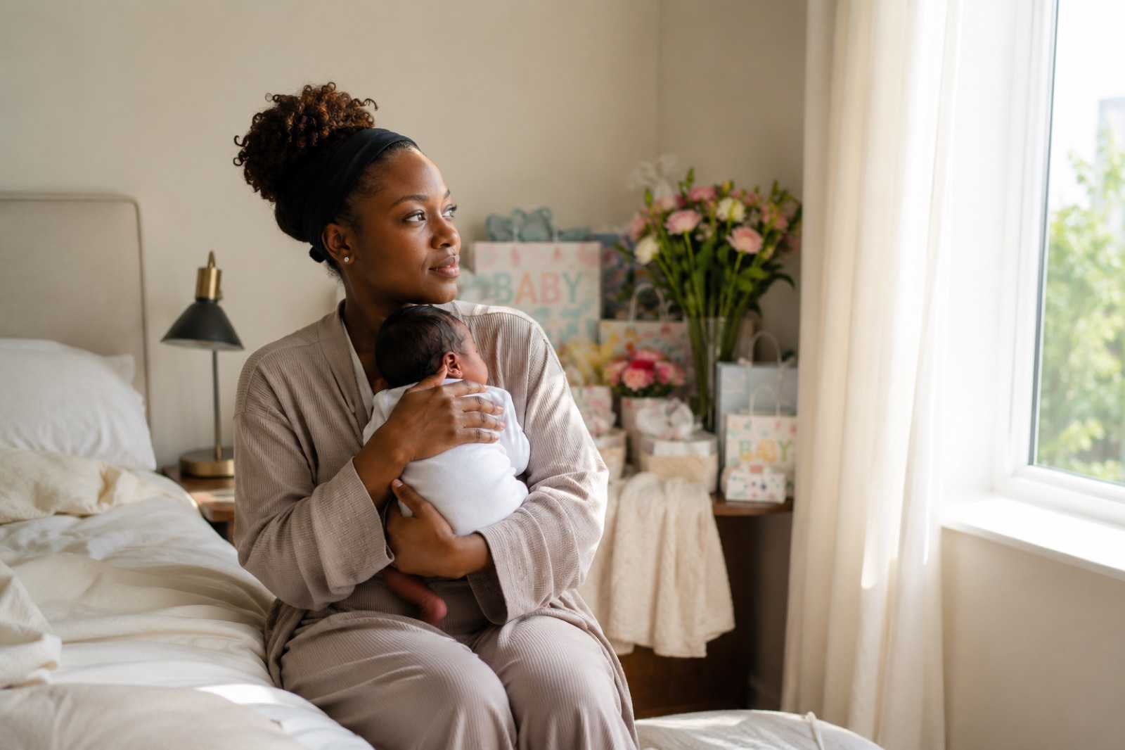 A calm nursery moment with a newborn