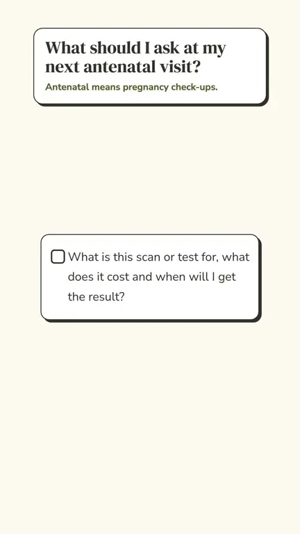 Antenatal Appointment Questions in use