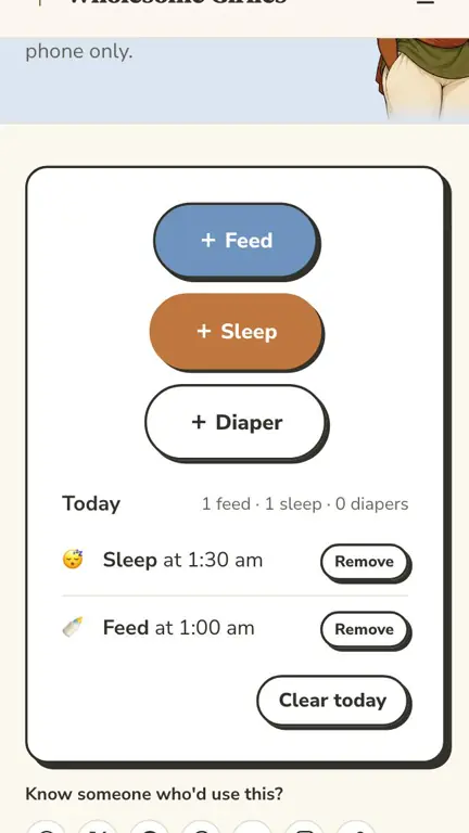 Baby Feeding and Sleep Tracker in use