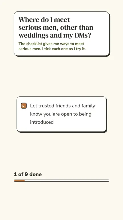 Meet Marriage-Minded Men Checklist in use