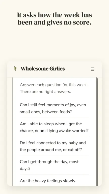 Postpartum Mind Check-in in use