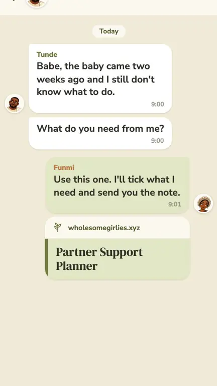 Partner Support Planner in use