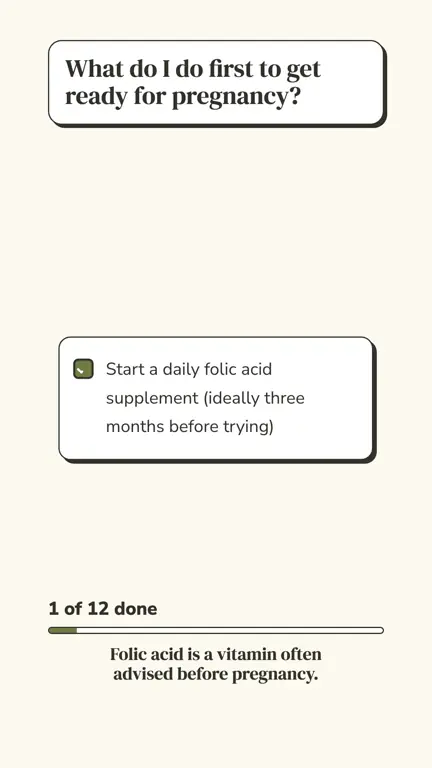 Trying-to-Conceive Checklist in use
