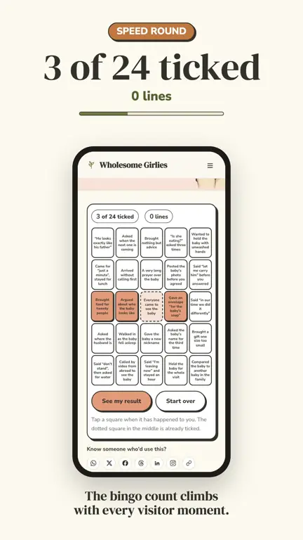 Visitors Bingo in use